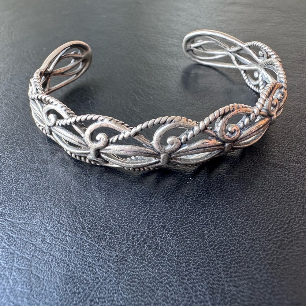 Vintage Carolyn Pollack Relios 925 Sterling Silver Open Scroll Cuff Bracelet